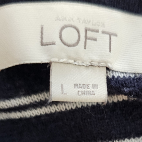 Loft Navy Striped Women's Nautical Sweater with ties Size Large - Picture 3 of 8